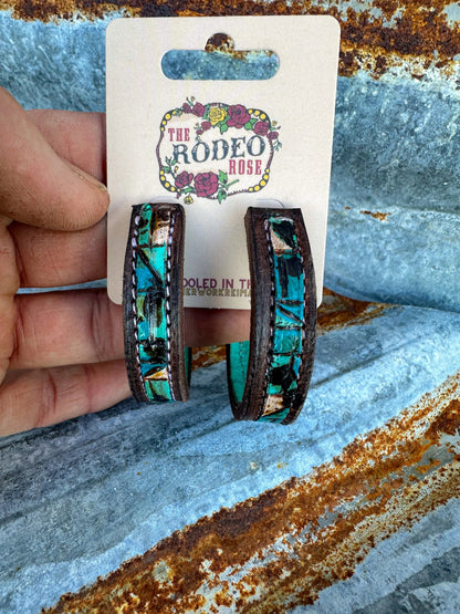 Mosaic Turquoise Vera Hoop Earrings