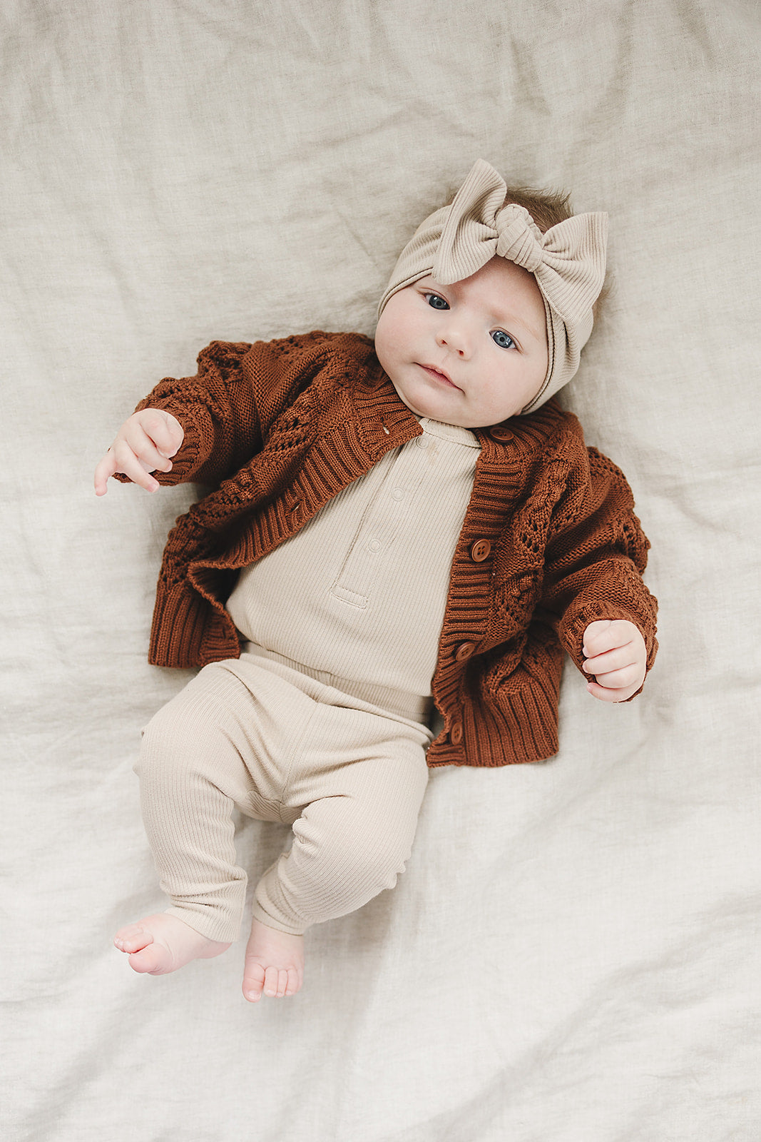 Oatmeal Organic Snap Long Sleeve Ribbed Bodysuit