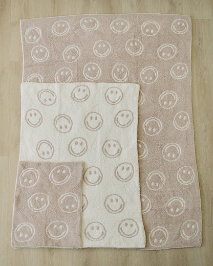 Smiley Taupe Plush Blanket