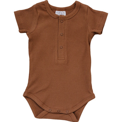 Rust Organic Cotton Ribbed Snap Bodysuit