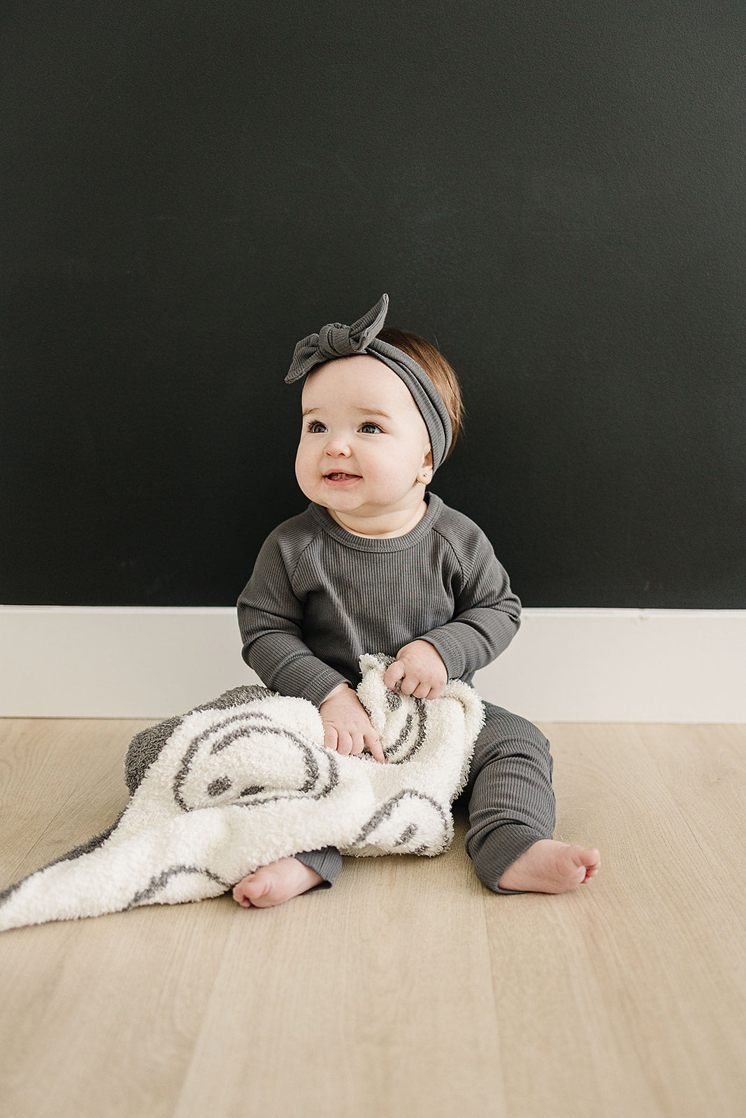 Charcoal Smiley Plush Blanket