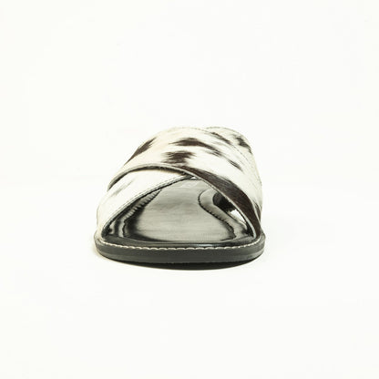 Myra El Paso Dawn Hairon Leather Sandals in Speckled White