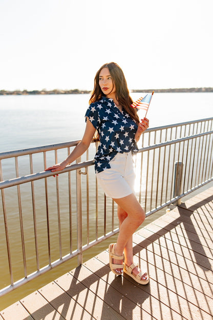 The Nicole V-Neck Top, Stars