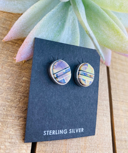 Navajo Opal & Sterling Silver Inlay Stud Earrings