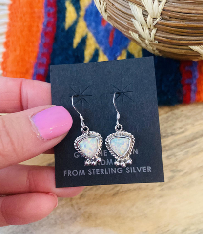 Navajo Opal & Sterling Silver Dangle Earrings