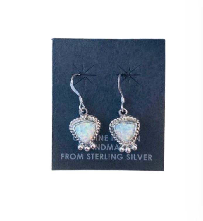 Navajo Opal & Sterling Silver Dangle Earrings