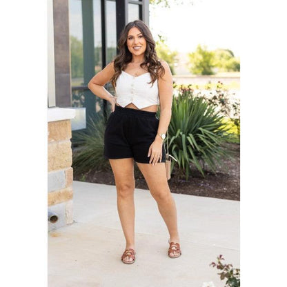 Ready to Ship | The Chrissy - Black Fleece Shorts with Pockets