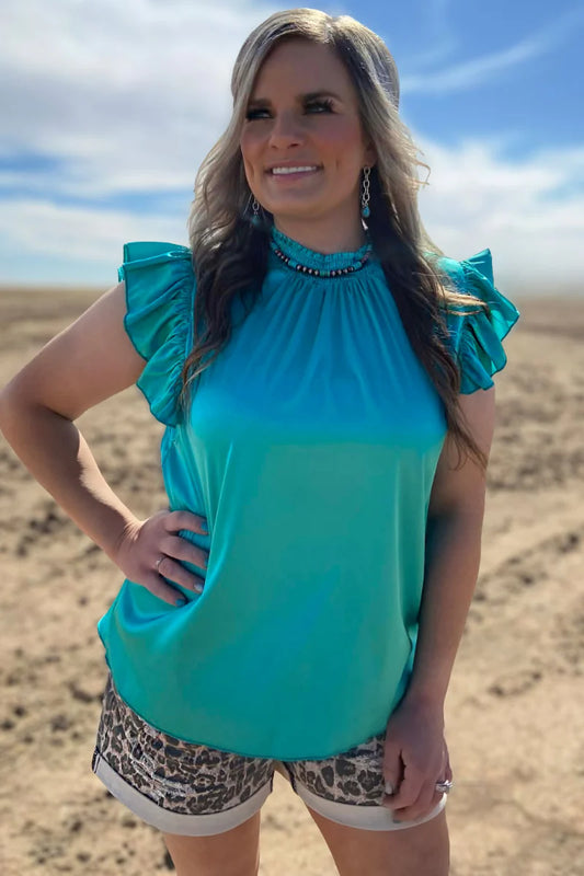 BABYDOLL TOP TURQUOISE