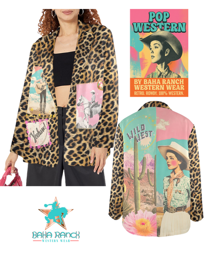 Baha Ranch Retro Pop Western Wild West Leopard Blazer