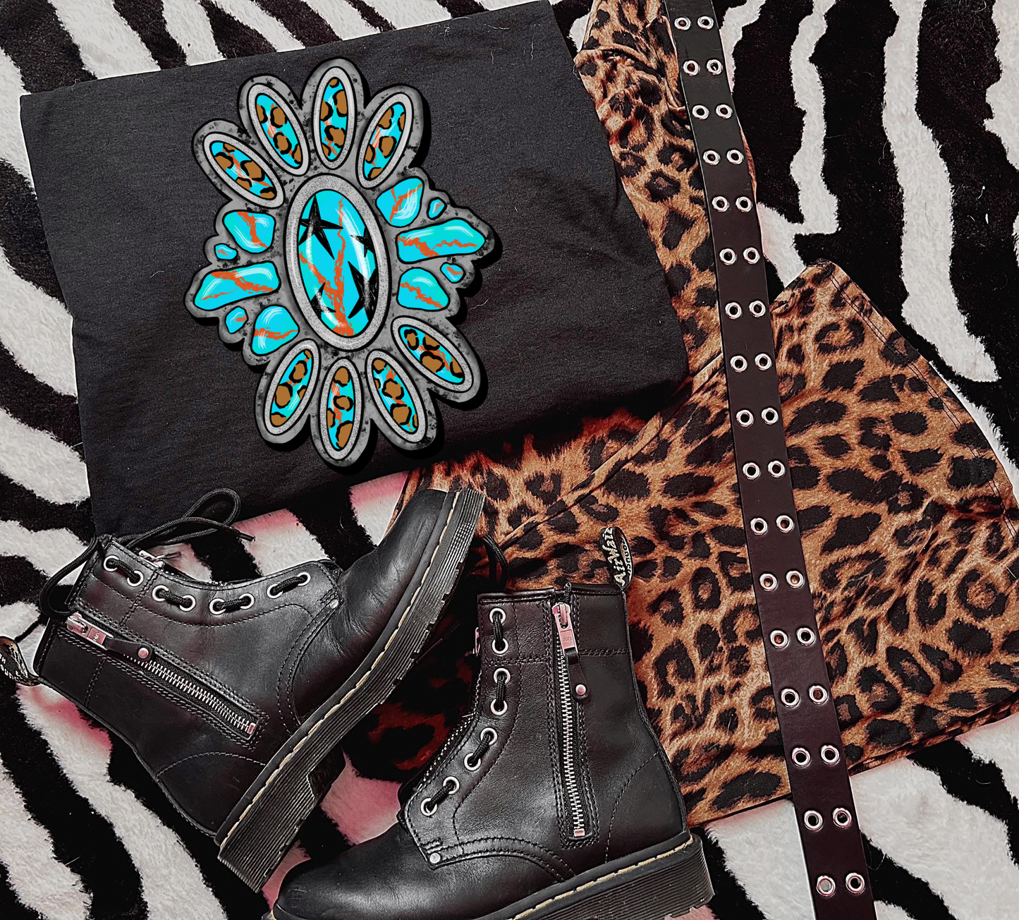 Leopard Turquoise Graphic Tee