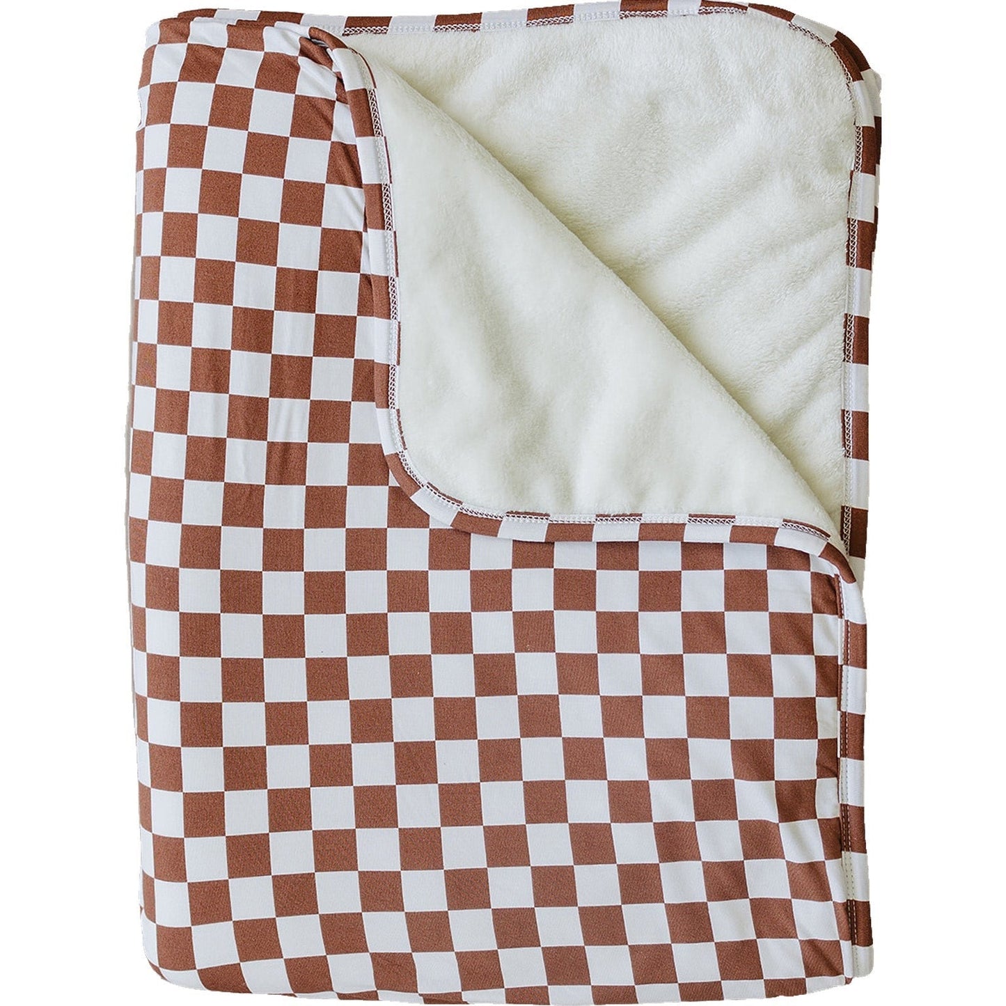 Rust Checkered Bamboo Fleece Quilt