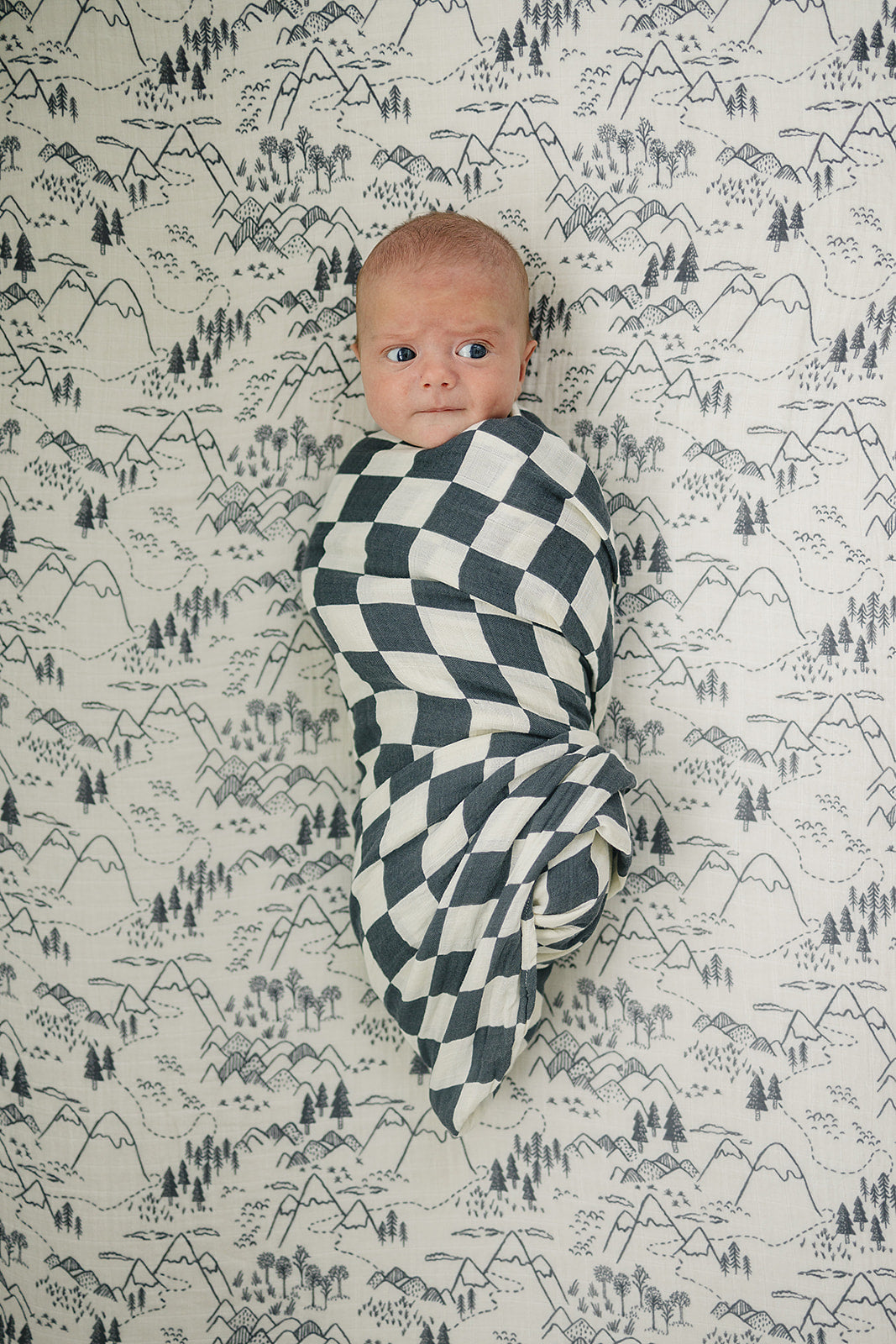 Charcoal Checkered Muslin Swaddle Blanket