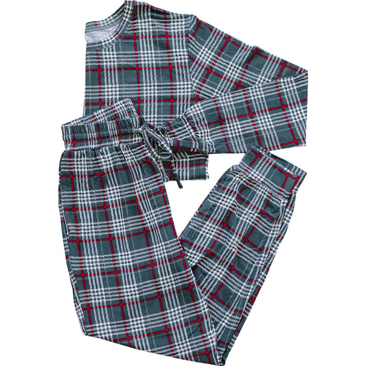 Green Plaid Bamboo Cozy Set Adult Women