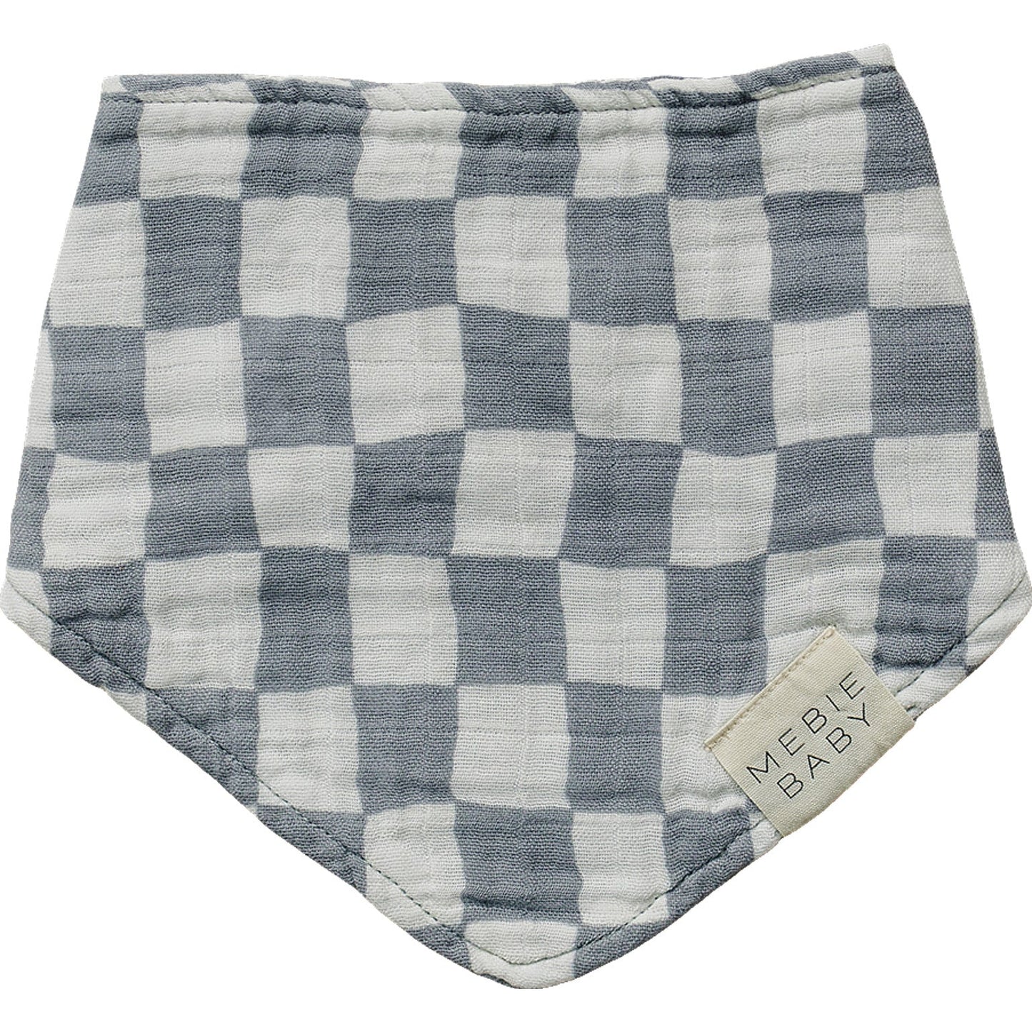 Dusty Blue Wavy Checkered Muslin Bib