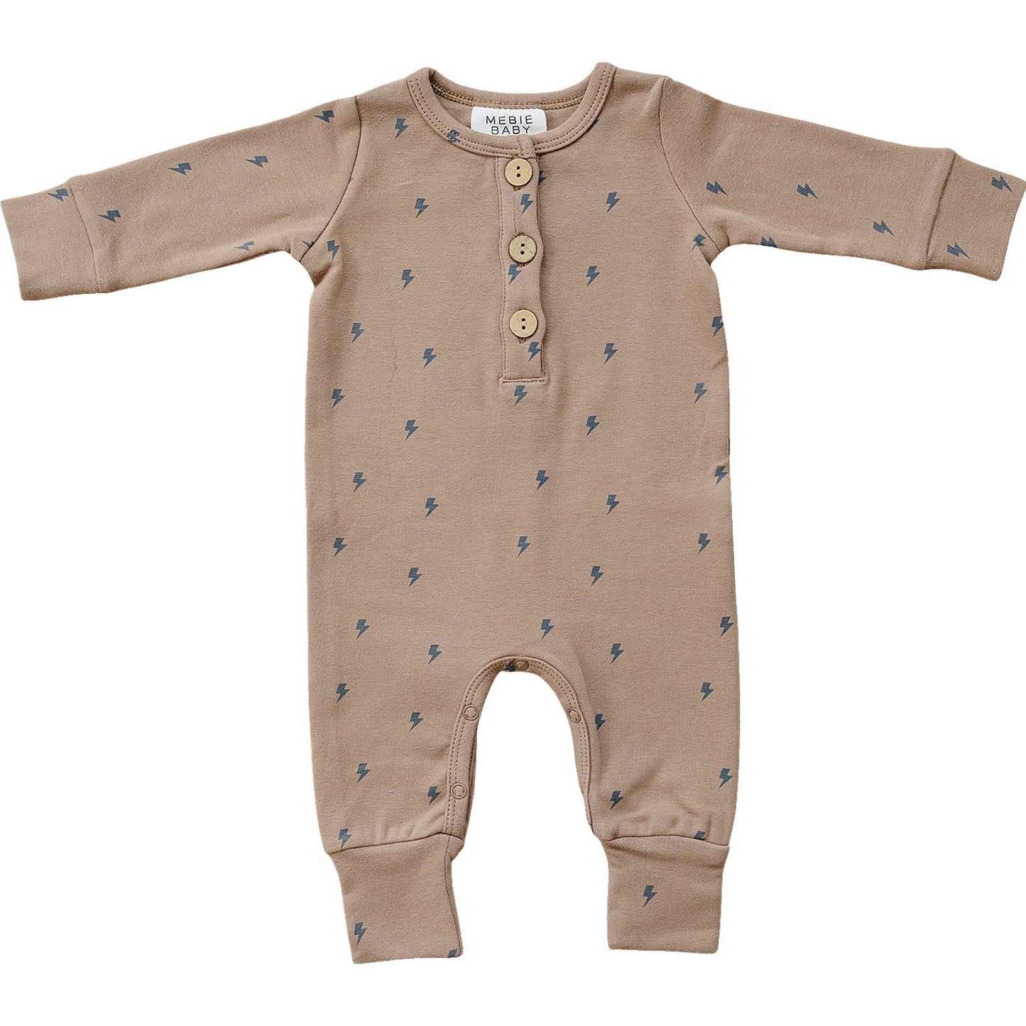 Lightening Bolt Long Sleeve Button Romper