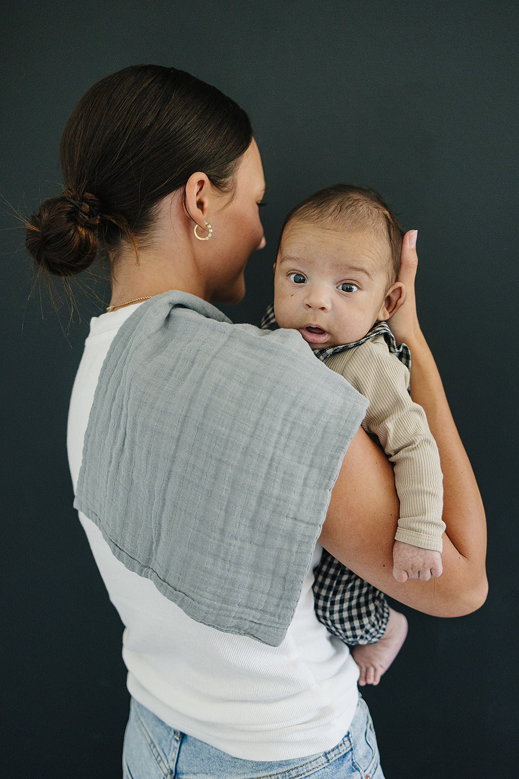 Dusty Blue Muslin Burp Cloth