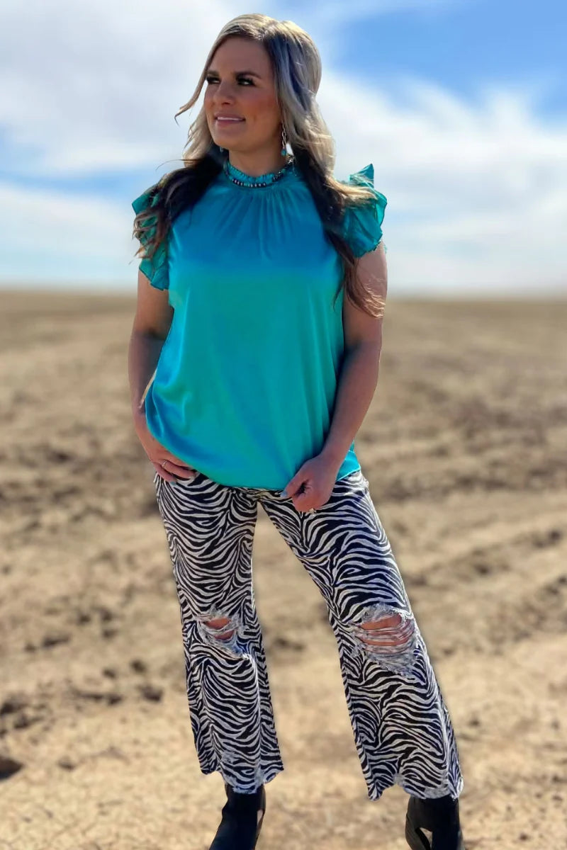 BABYDOLL TOP TURQUOISE