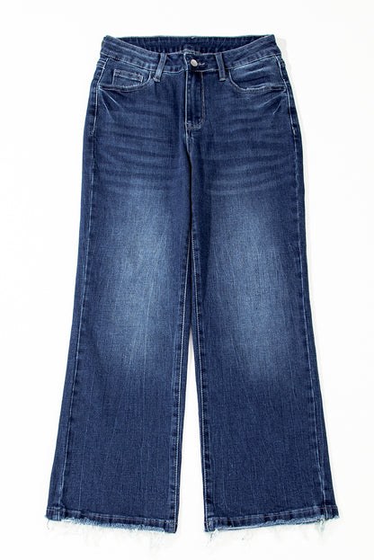 Mineral Wash Raw Hem  Flared Jeans