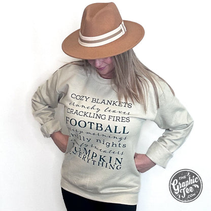 Autumn Words Cozy Sand Crewneck Sweatshirt