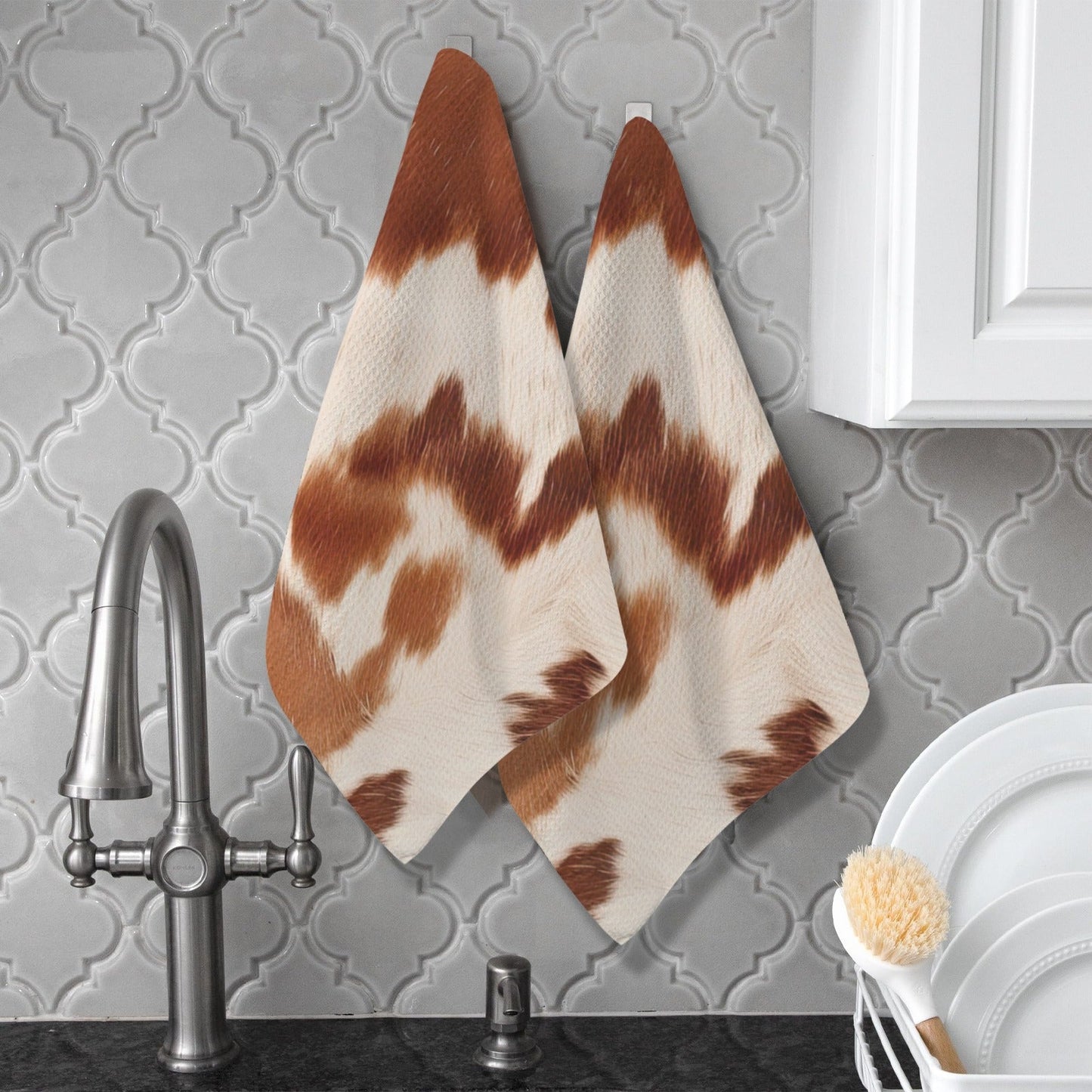 Cow Print Set of 2 Dish Towels made in America Kitchen Towels