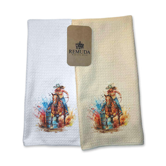 BARREL RACER Western Rodeo Kitchen Hand Towel Set
