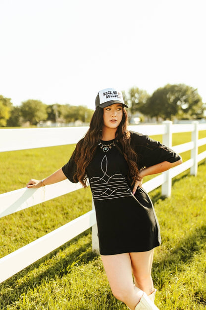 Boot Stitch Oversized Graphic T-shirt Dress