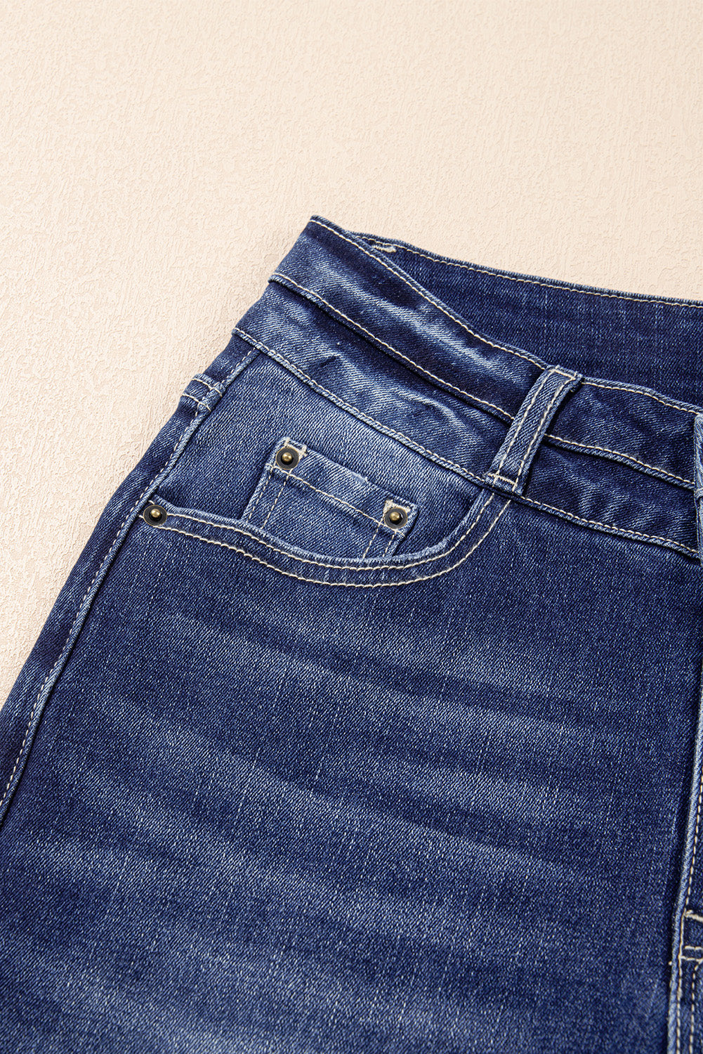 High Rise Raw Hem Flared Jeans