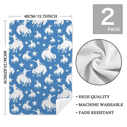 Blue Rodeo Cowboy Set of 2 Dish Towels Made in America