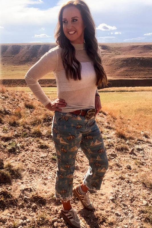 TOOLED IN IVORY MESH TOP- LIMITED SIZES