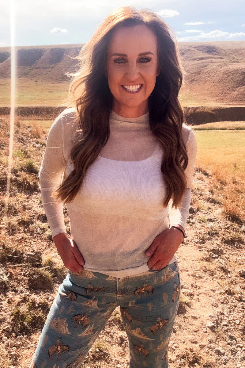 TOOLED IN IVORY MESH TOP- LIMITED SIZES