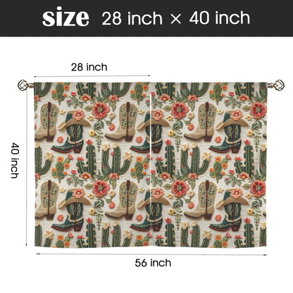 Cactus and Boots Curtains 28"x40" (2-Piece) Made in America
