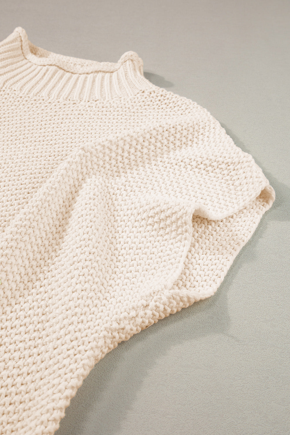 Beige Short Sleeve Sweater