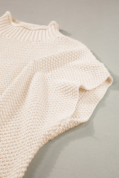 Beige Short Sleeve Sweater