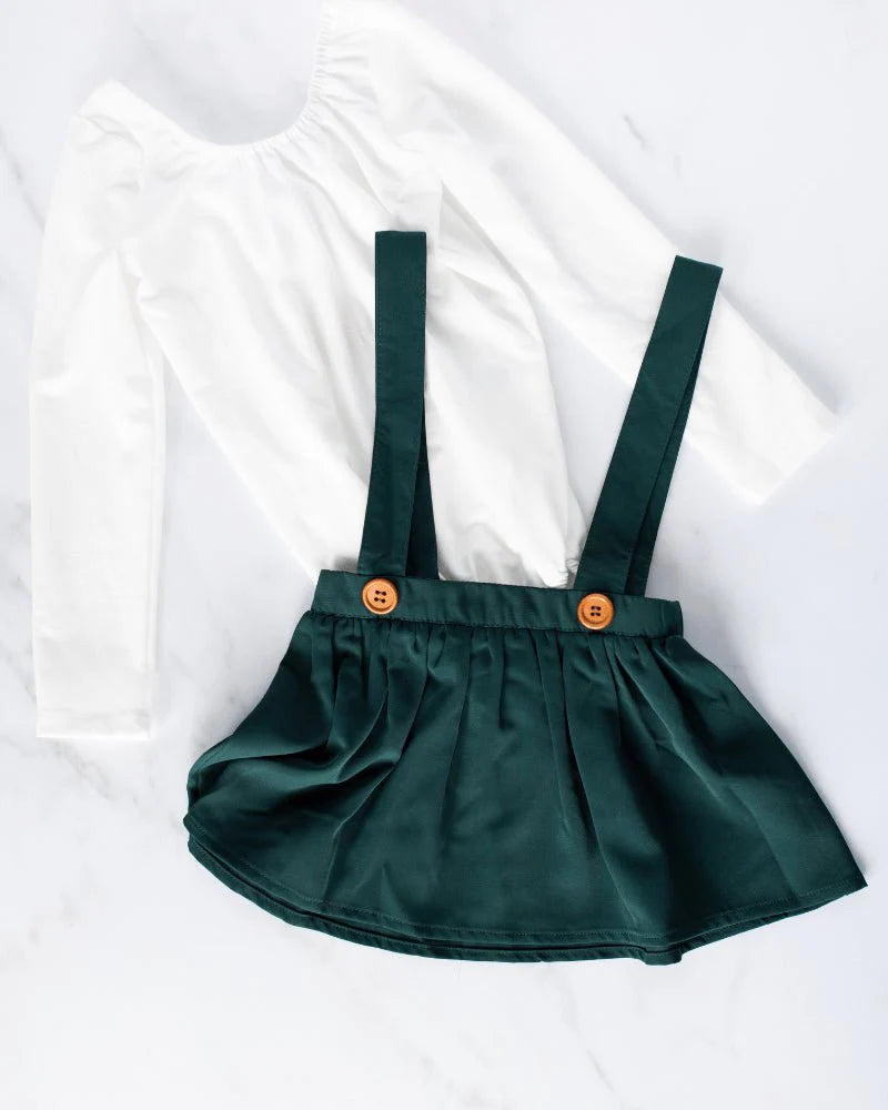 Daphne Suspender Skirt - Hunter Green