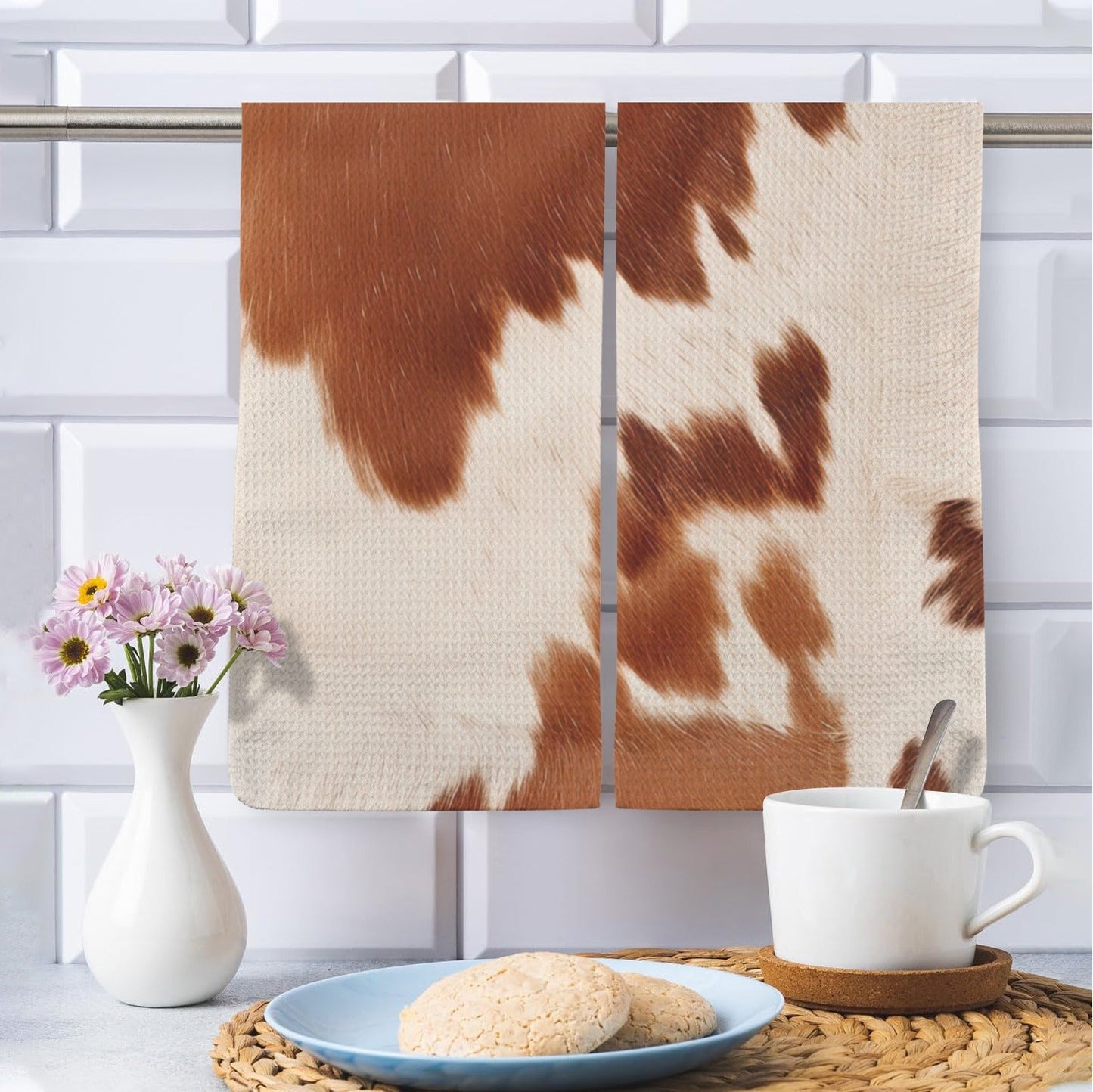 Cow Print Set of 2 Dish Towels made in America Kitchen Towels