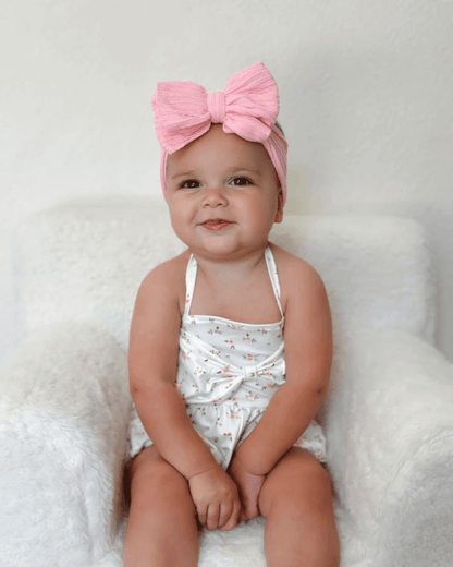 Dottie Bow Front Bubble Romper - Petite White Floral