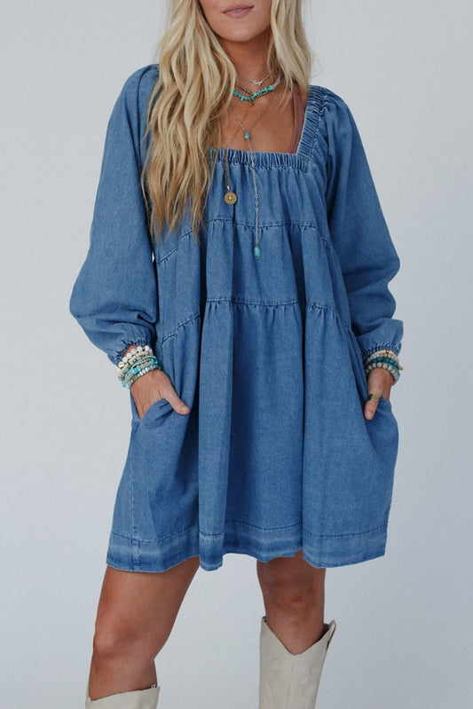 Loose Fit Denim Mini Dress