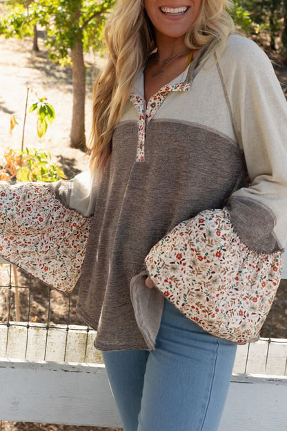 Floral Patchwork Henley Top