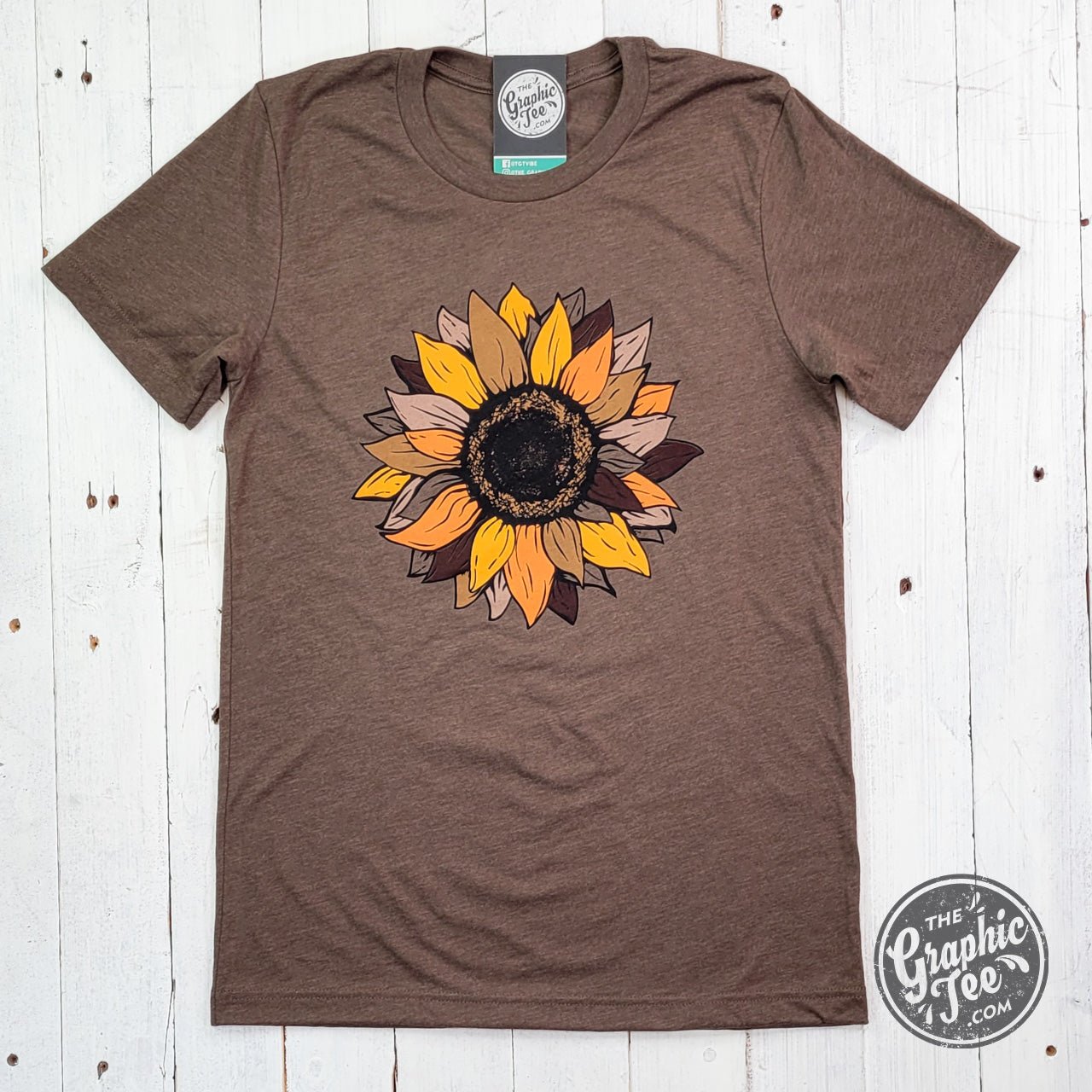 Fall Sunflower Heather Brown Short Sleeve Tee