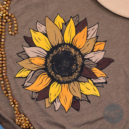 Fall Sunflower Heather Brown Short Sleeve Tee