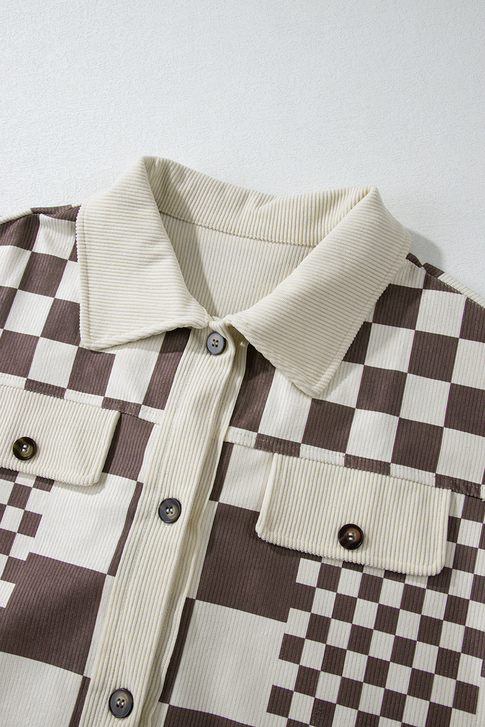 Brown Checkered Corduroy Shacket