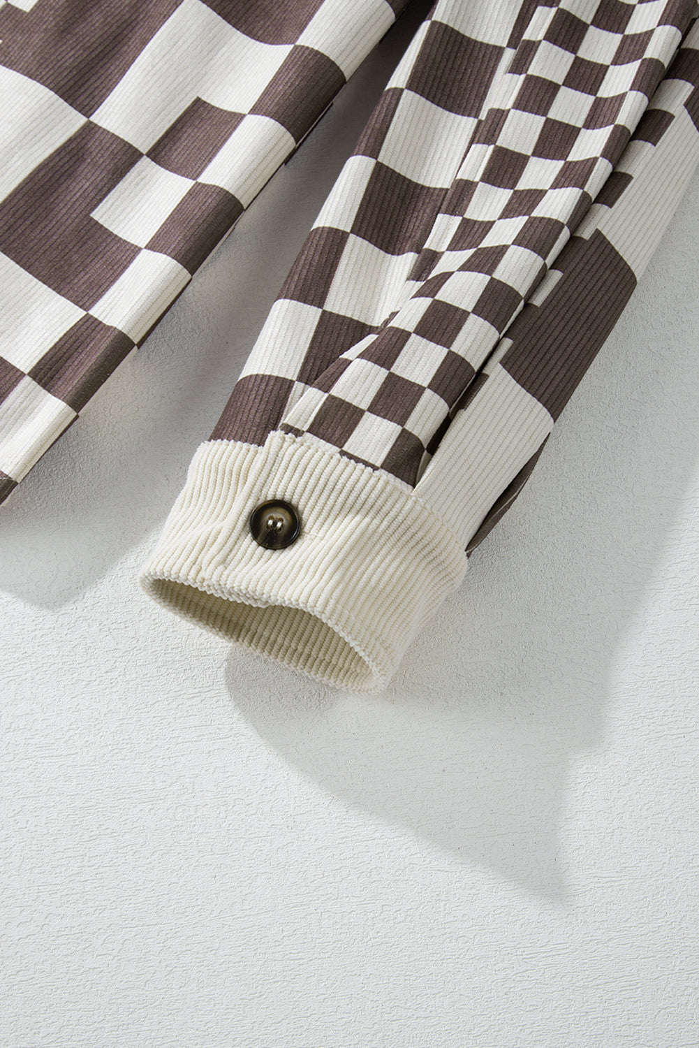 Brown Checkered Corduroy Shacket