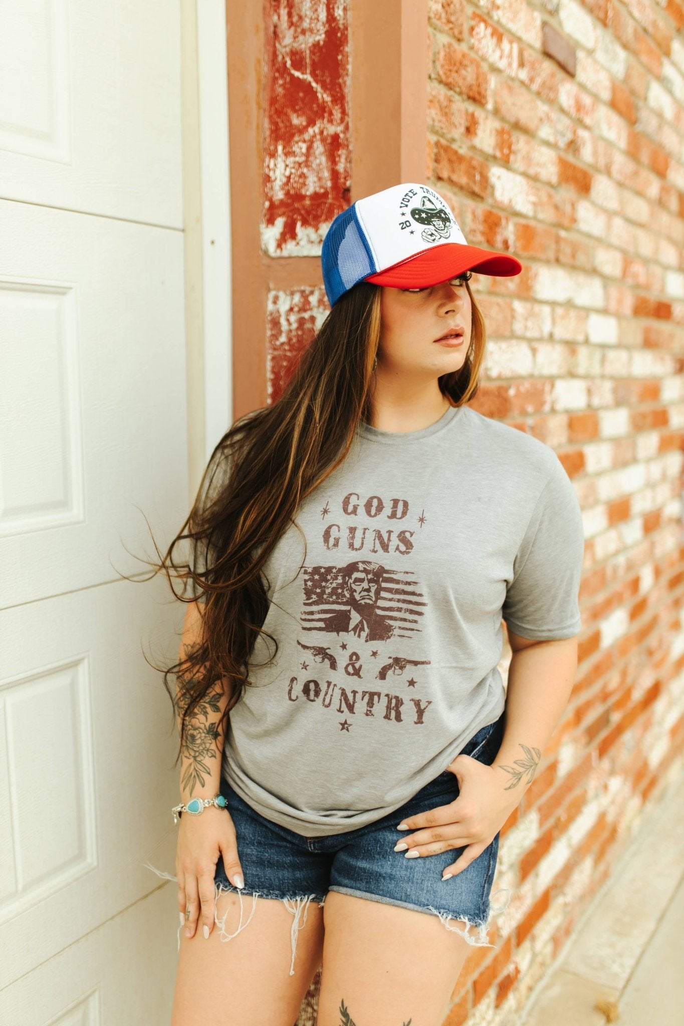 God, Guns and Country Trump Graphic TeeGreyS