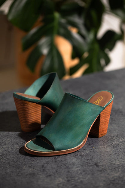 Hallie Heeled Genuine Leather Sandal in Teal by Naughty Monkey