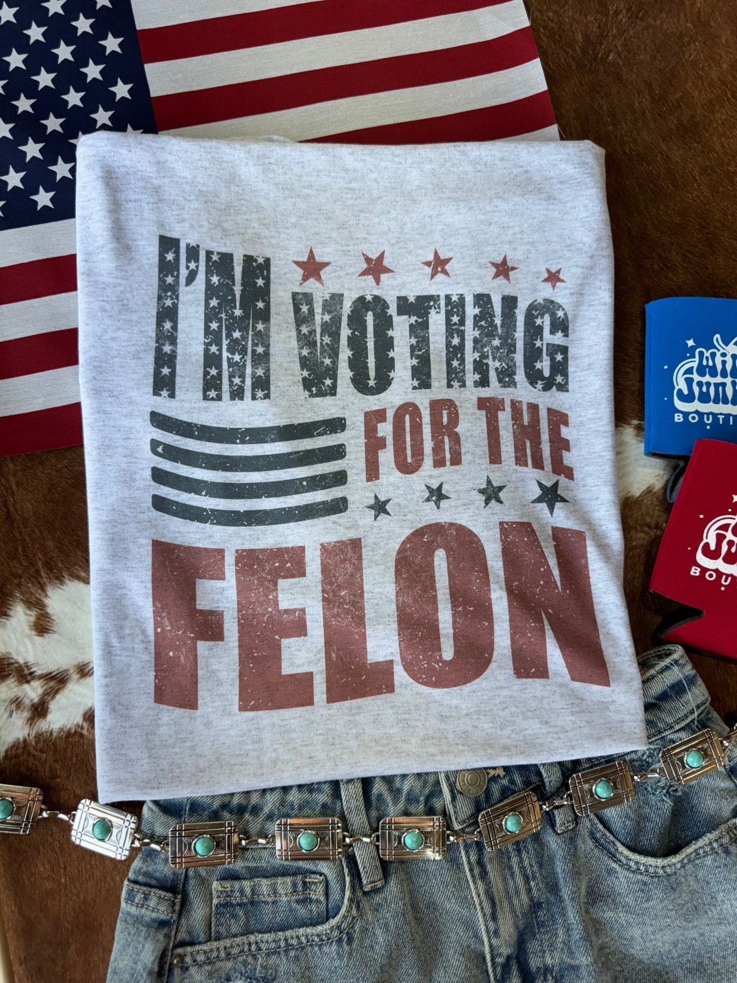 I'm Voting for the Felon Graphic TeeLight AshS