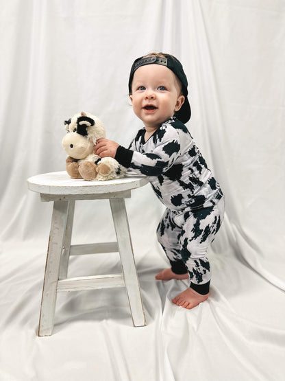 Black Cow Print Bamboo Set