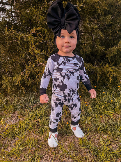 Black Cow Print Bamboo Set