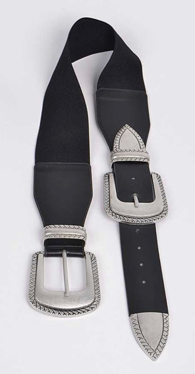 Wide Double Buckle Belt