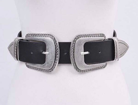 Wide Double Buckle Belt