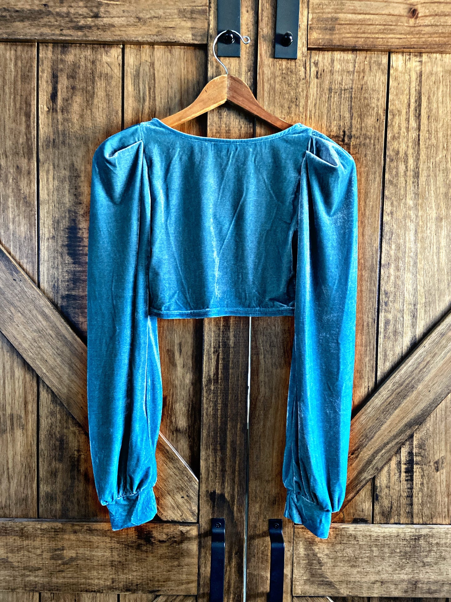 Teal Velvet Crop Top